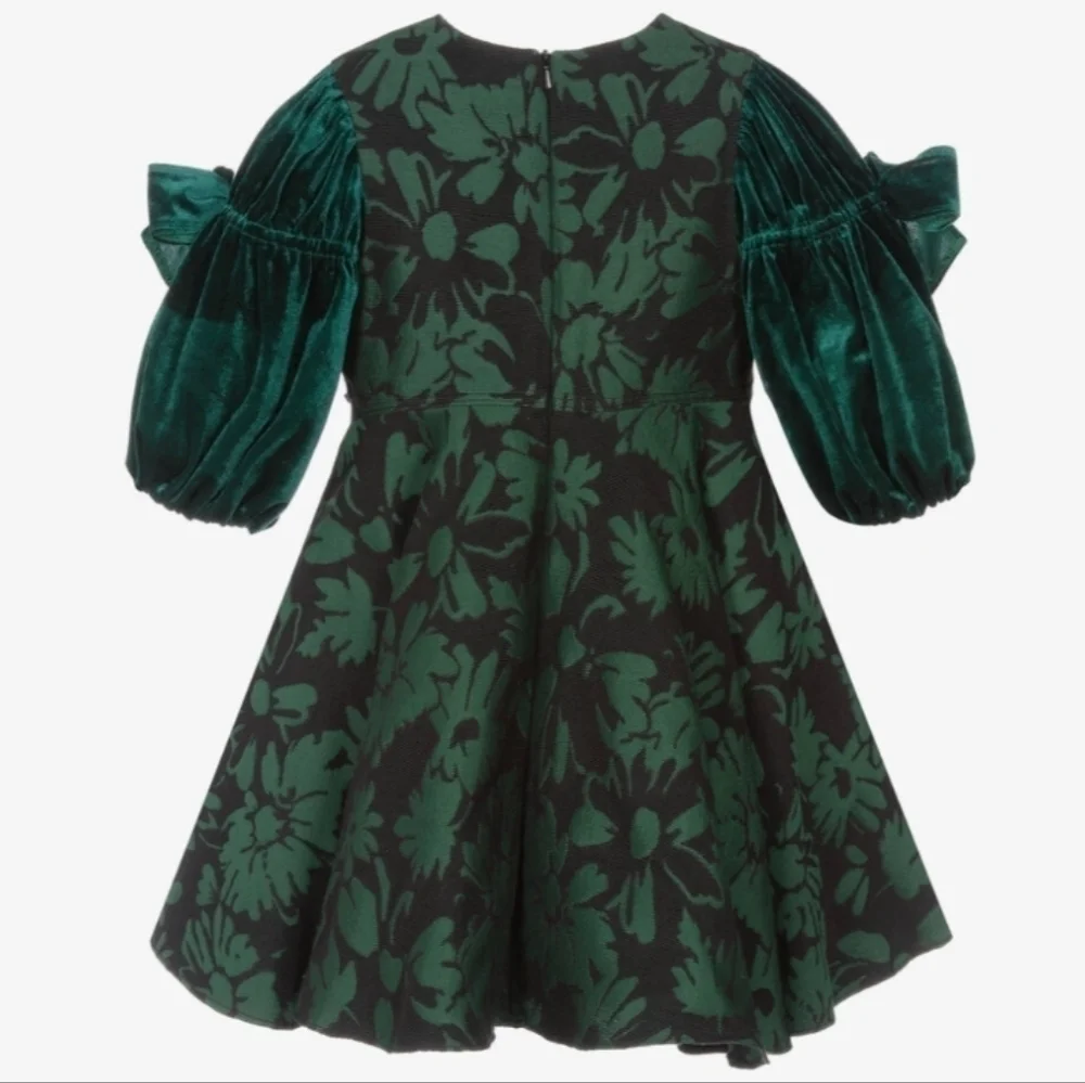 David Charles Girls 2 YRS Green Brocade Dress Jacquard Special Occasion Holiday